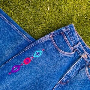 Women’s Blue Embroidered Denim Jeans